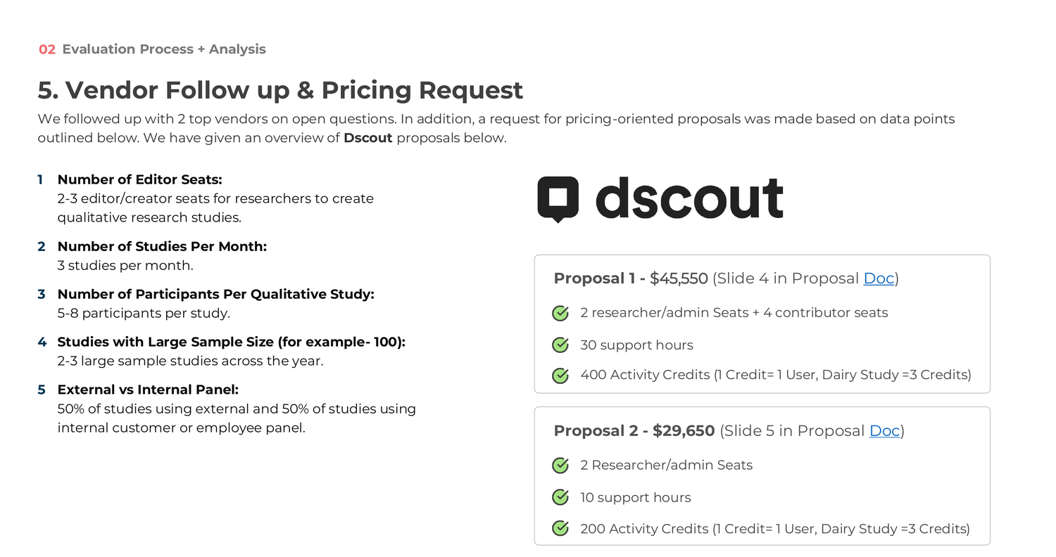 Two Dscout proposals compared before negotiation.
